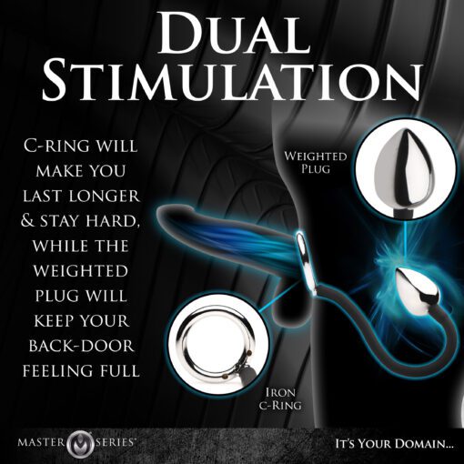 Tug and Plug Cock and Ball Ring with Anal Plug - Image 3