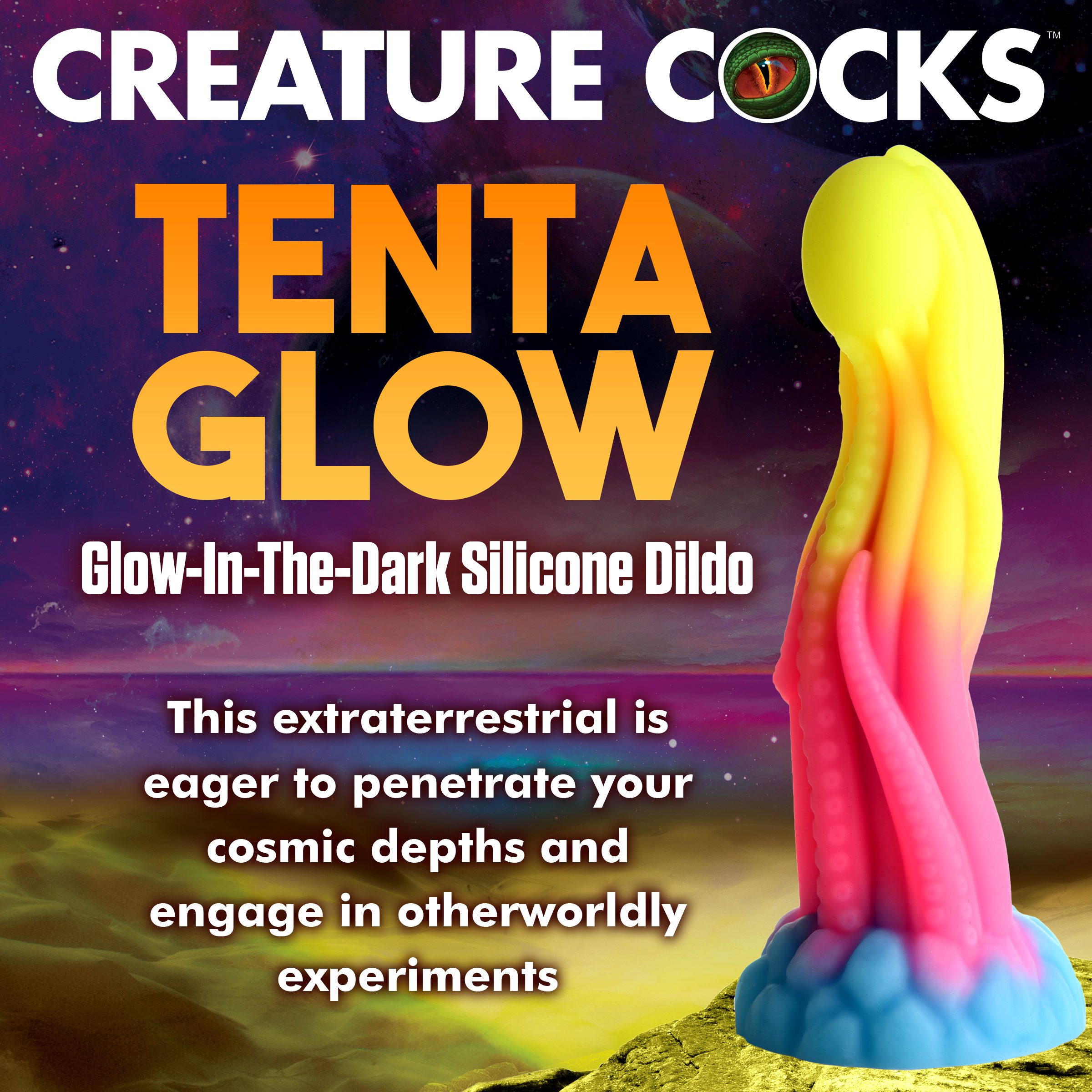 Tenta-Glow Glow-In-The-Dark Silicone Dildo - Image 2