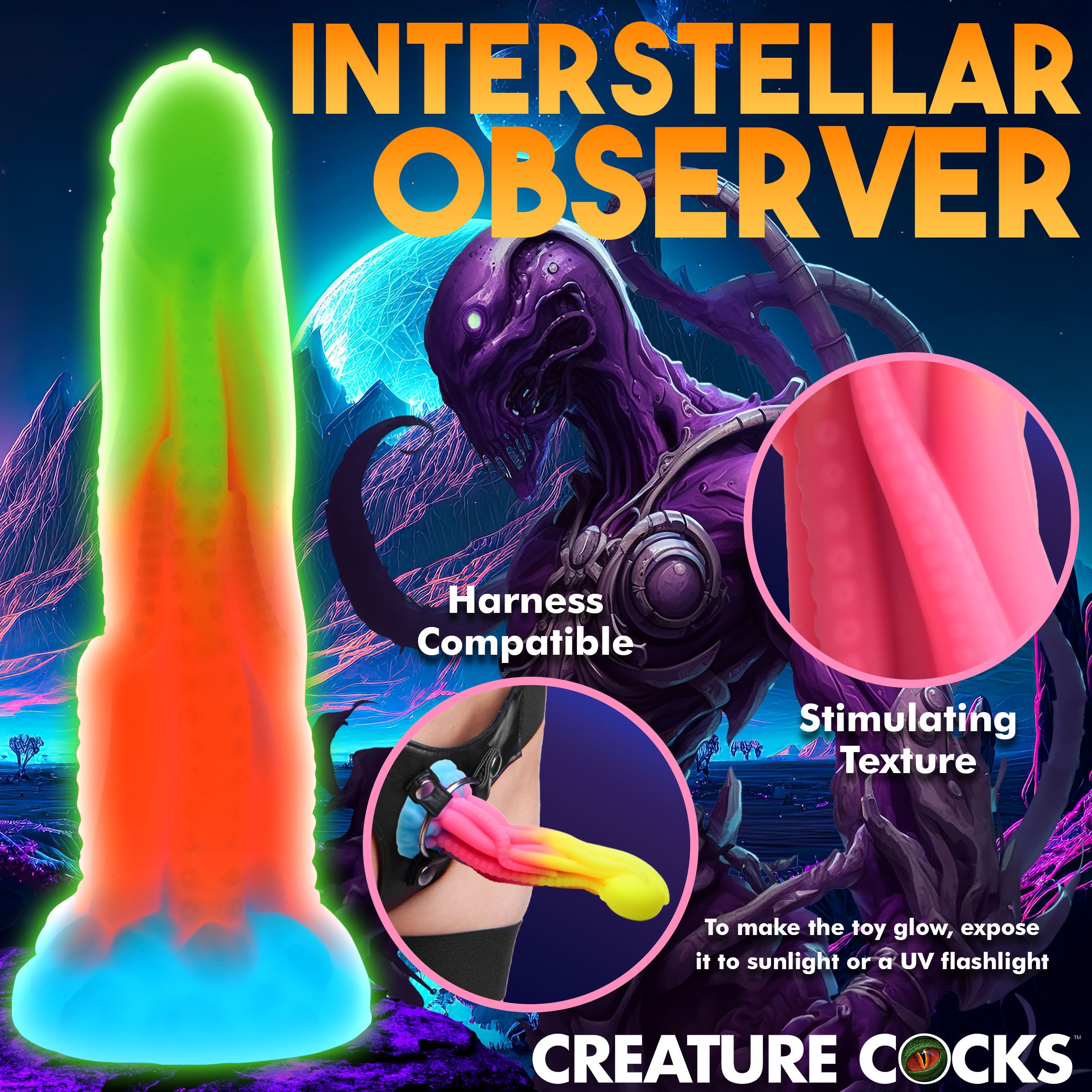 Tenta-Glow Glow-In-The-Dark Silicone Dildo - Image 7