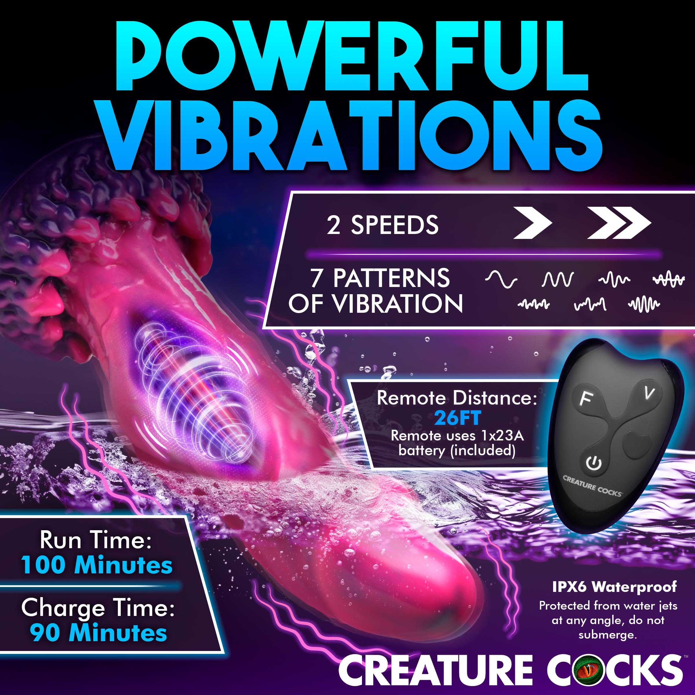 Xenox Vibrating Silicone Dildo with Remote - Image 4