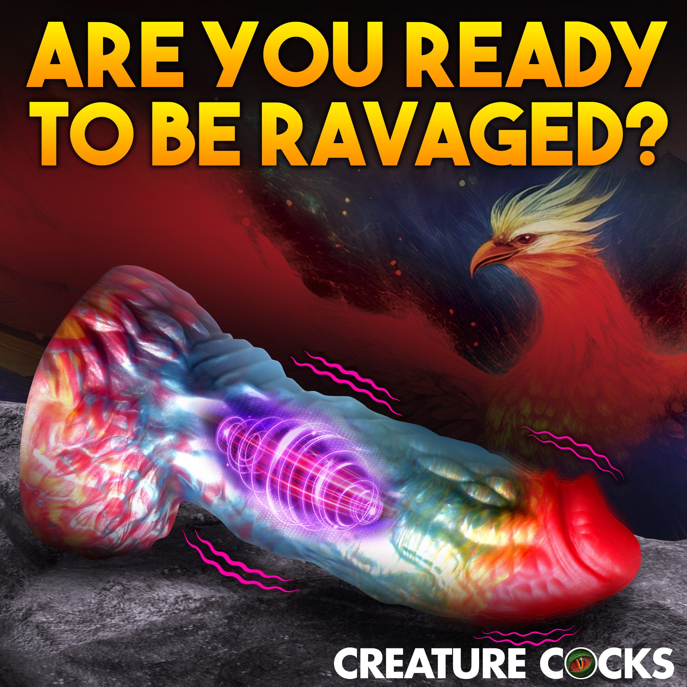 Rainbow Phoenix Vibrating Silicone Dildo with Remote - Image 3