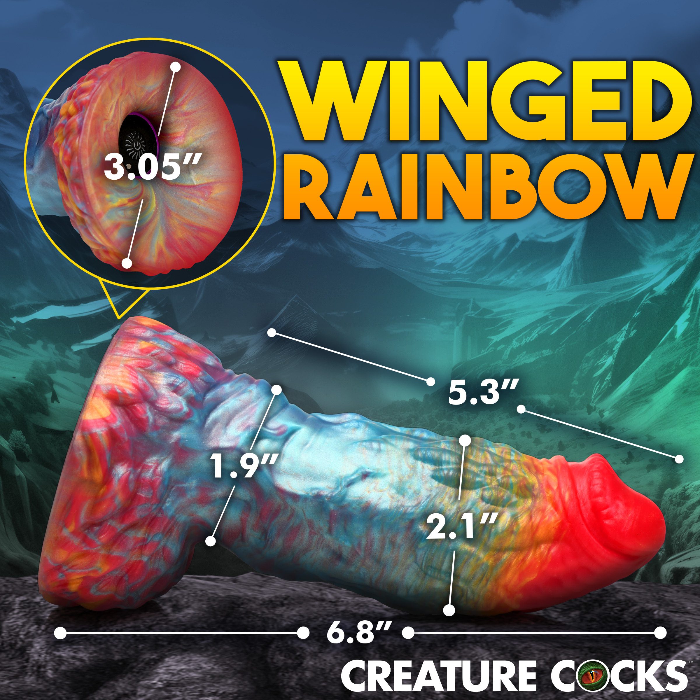 Rainbow Phoenix Vibrating Silicone Dildo with Remote - Image 4