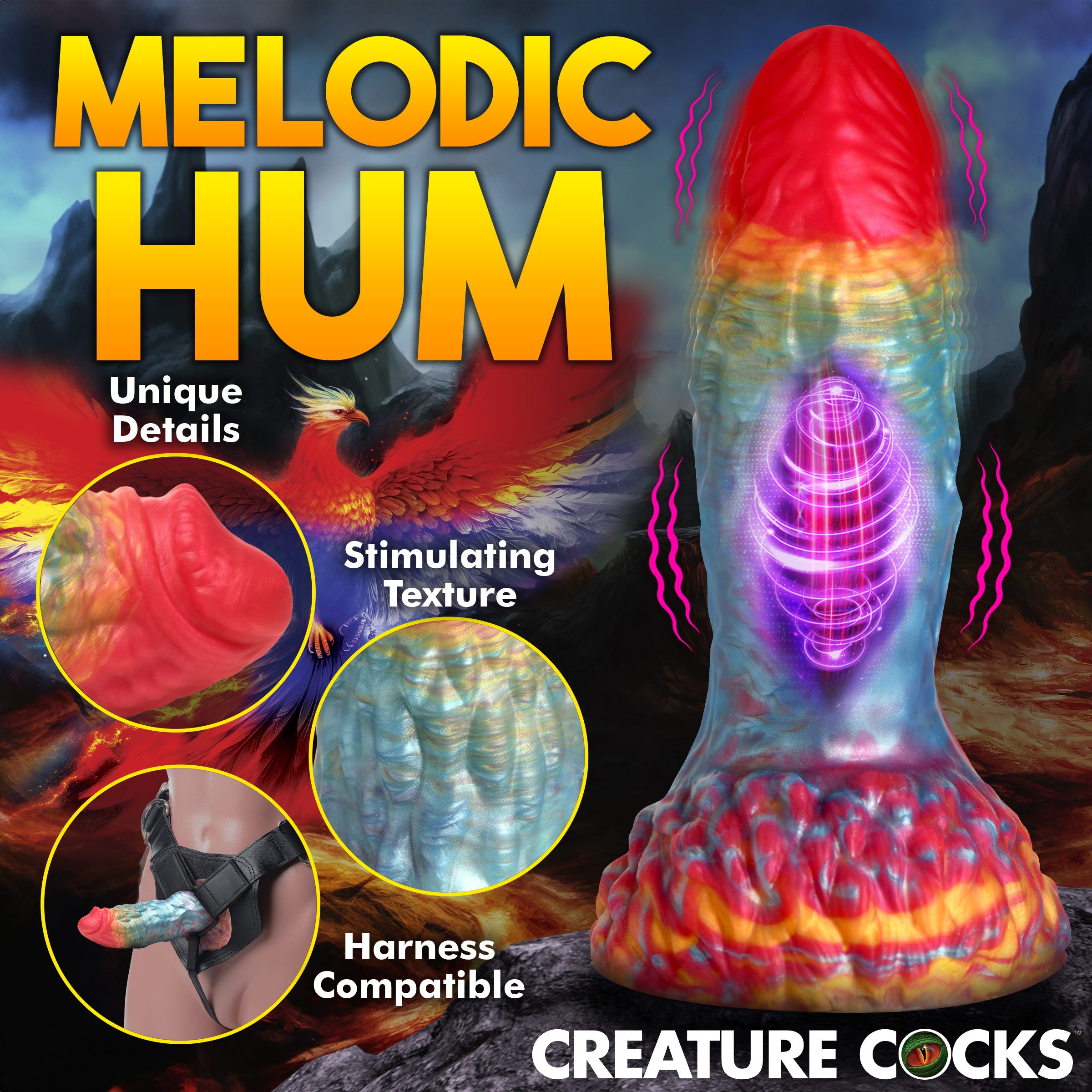 Rainbow Phoenix Vibrating Silicone Dildo with Remote - Image 6