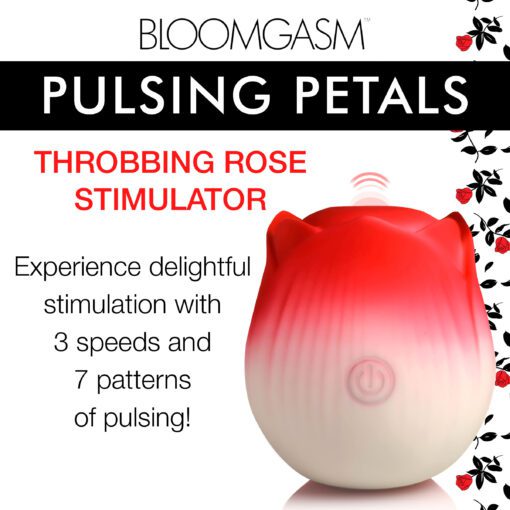 Pulsing Petals Throbbing Rose Clit Stimulator - Red - Image 2