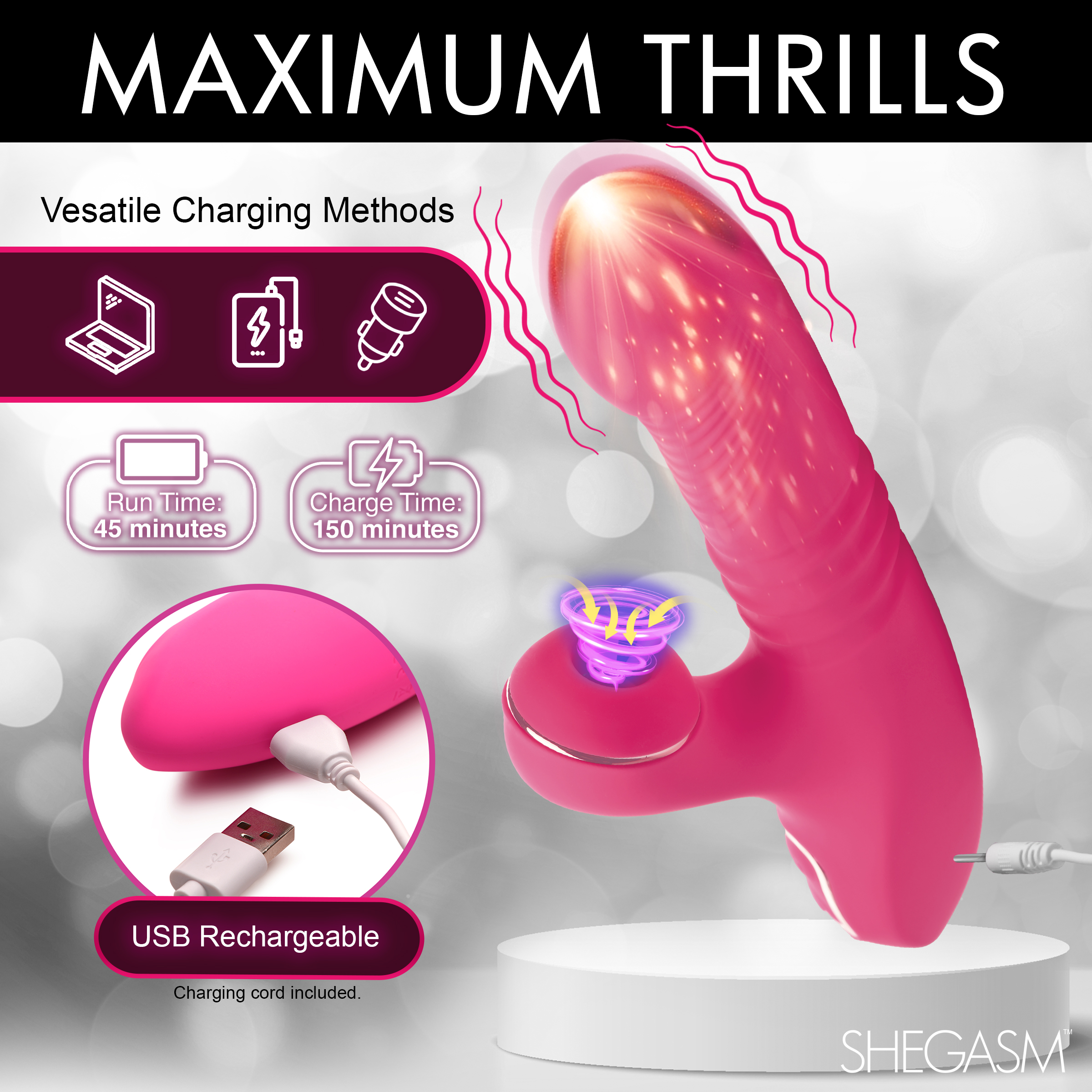 Pro-Thrust Thrusting Suction Silicone Rabbit Vibrator - Image 7