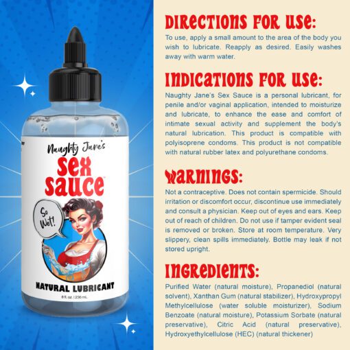 Naughty Jane's Sex Sauce Natural Lubricant - 8oz - Image 8