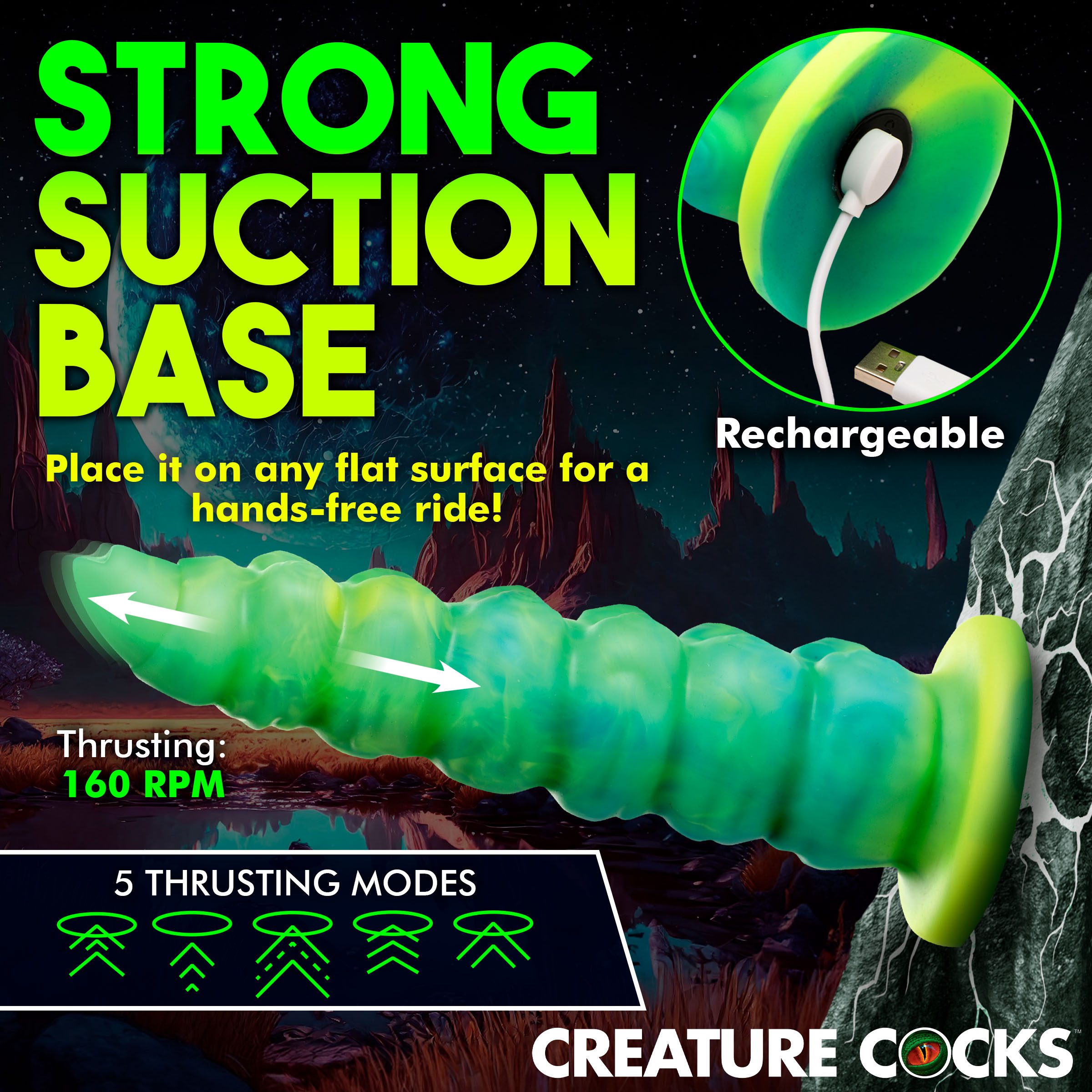 Squirmer Thrusting and Vibrating Silicone Dildo - Image 7