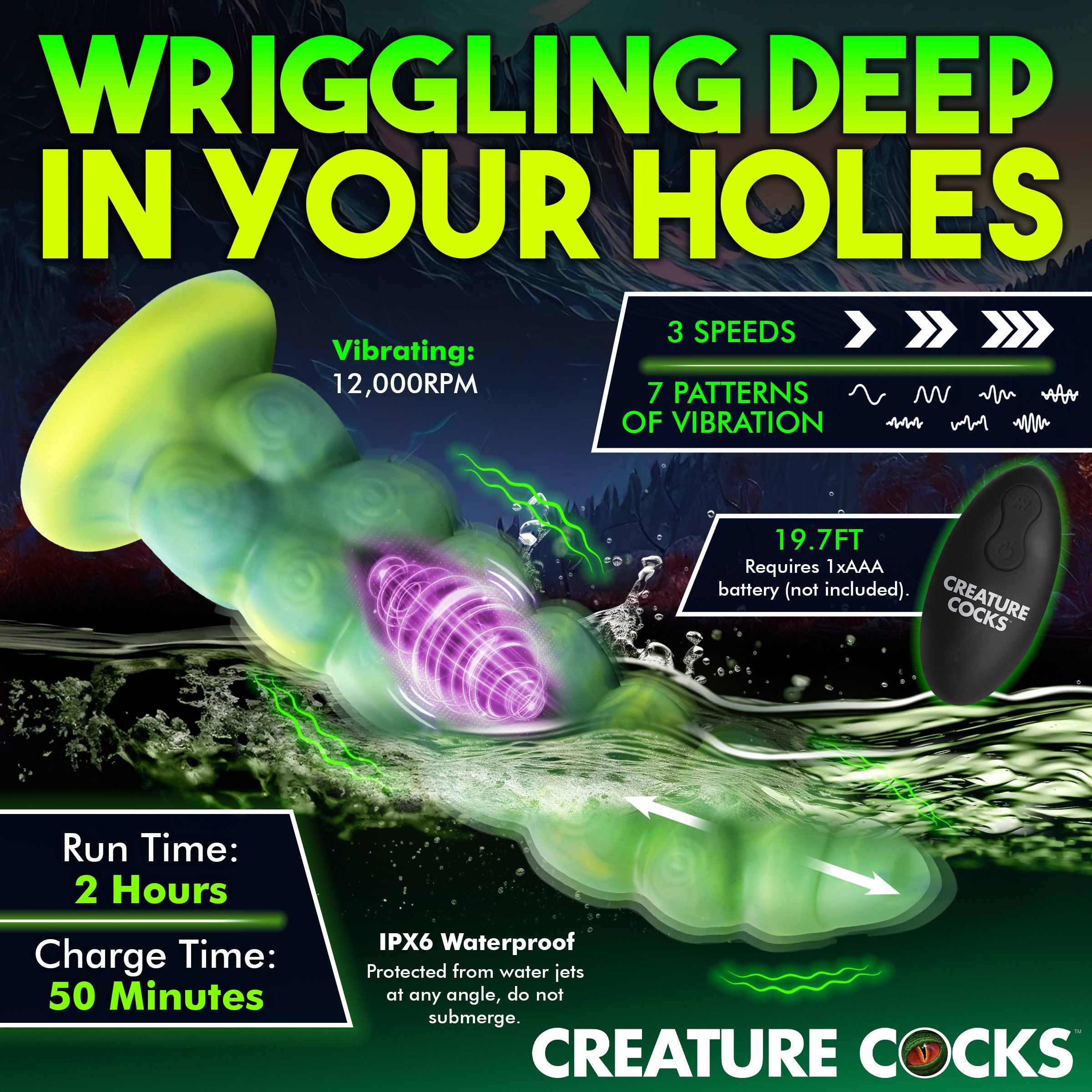 Squirmer Thrusting and Vibrating Silicone Dildo - Image 8
