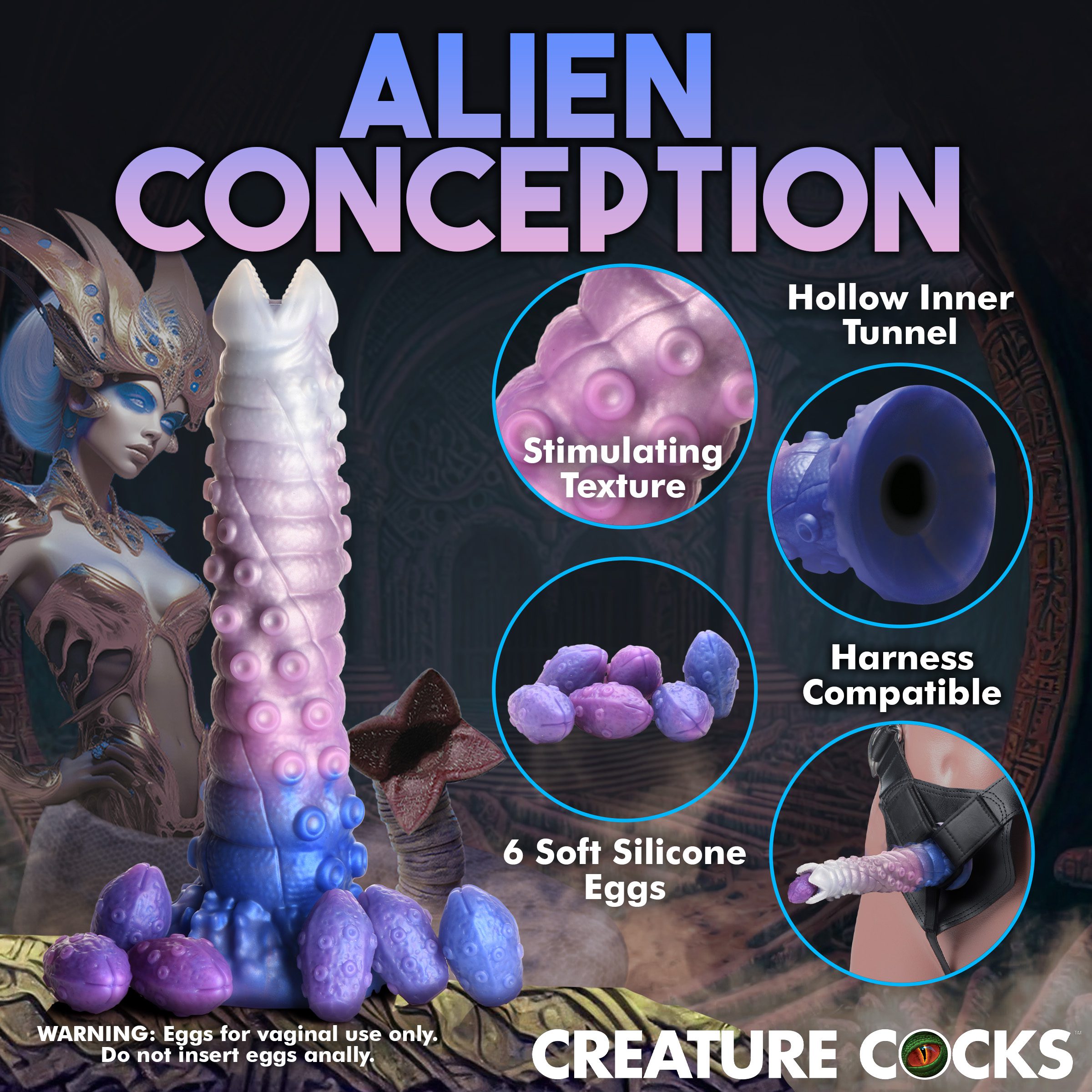 Tenta-Queen Ovipositor Silicone Dildo with Eggs - Image 6