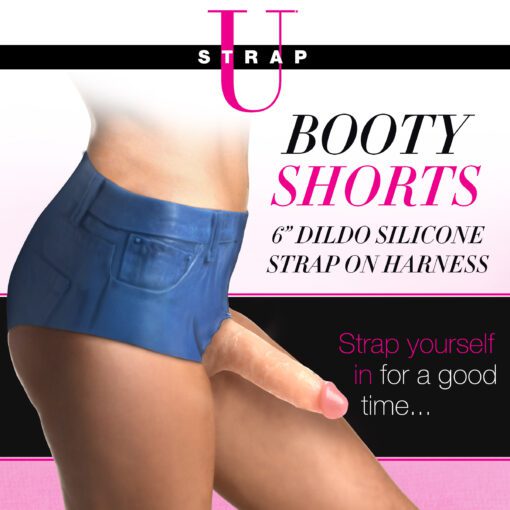 Booty Shorts 6 Inch Dildo Silicone Strap On Harness - Medium - Image 2