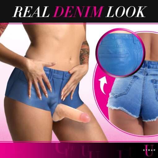 Booty Shorts 6 Inch Dildo Silicone Strap On Harness - Medium - Image 3