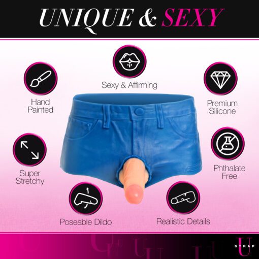 Booty Shorts 6 Inch Dildo Silicone Strap On Harness - Medium - Image 5