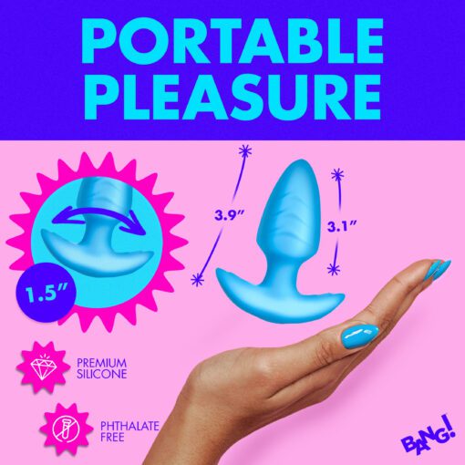 Rotating and Vibrating Silicone Butt Plug - Blue - Image 5