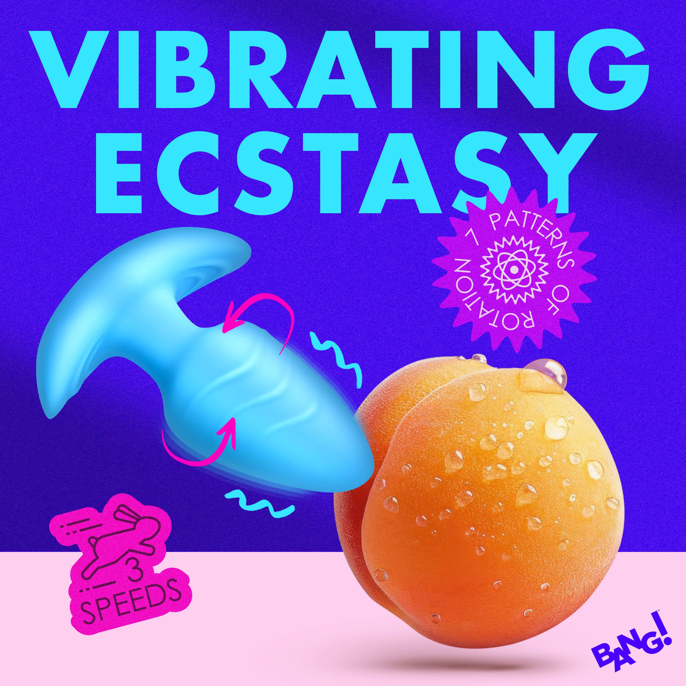 Rotating and Vibrating Silicone Butt Plug - Blue - Image 4