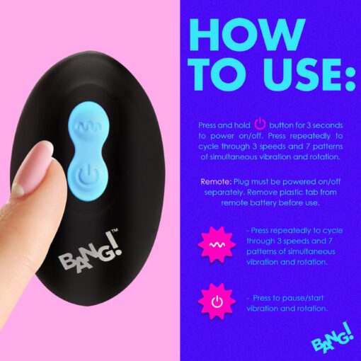Rotating and Vibrating Silicone Butt Plug - Blue - Image 7
