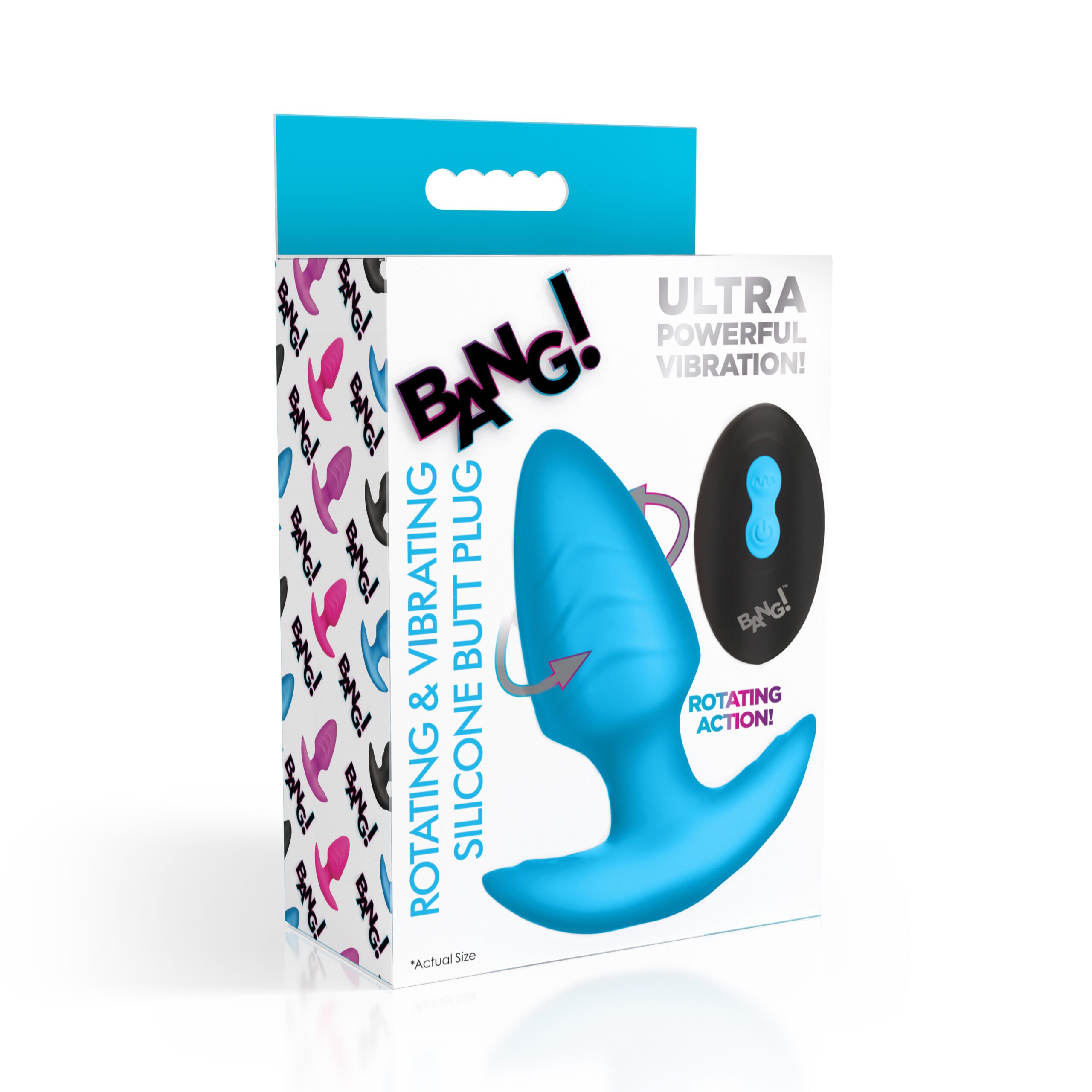 Rotating and Vibrating Silicone Butt Plug - Blue - Image 8