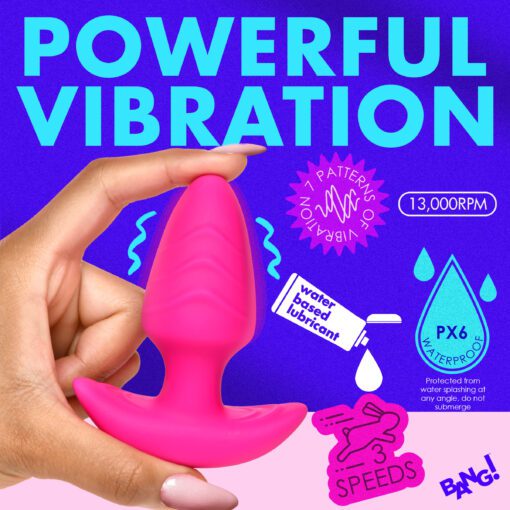 Rotating and Vibrating Silicone Butt Plug - Pink - Image 4