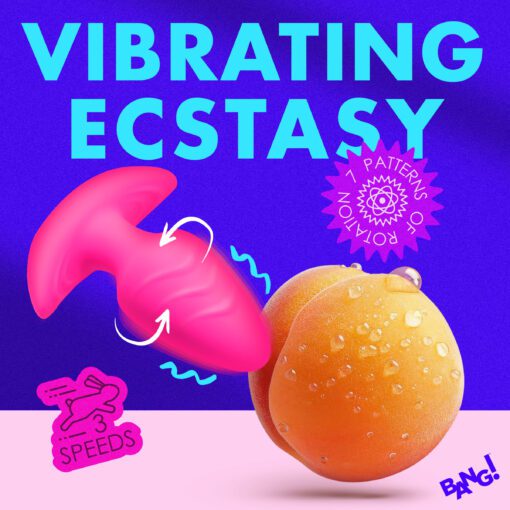 Rotating and Vibrating Silicone Butt Plug - Pink - Image 3