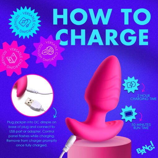 Rotating and Vibrating Silicone Butt Plug - Pink - Image 6