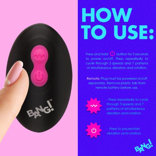 Rotating and Vibrating Silicone Butt Plug - Pink - Image 7