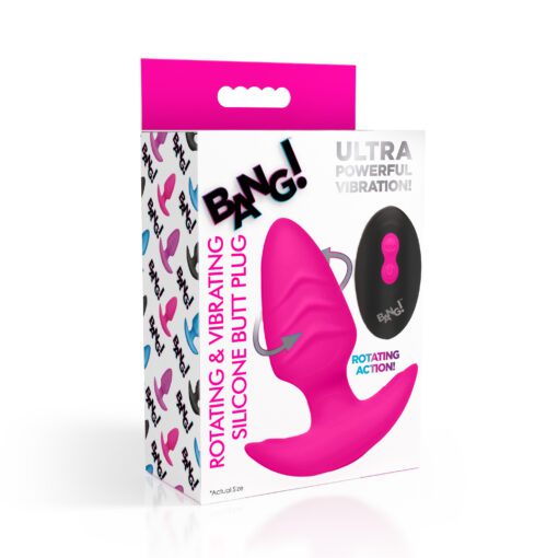 Rotating and Vibrating Silicone Butt Plug - Pink - Image 8