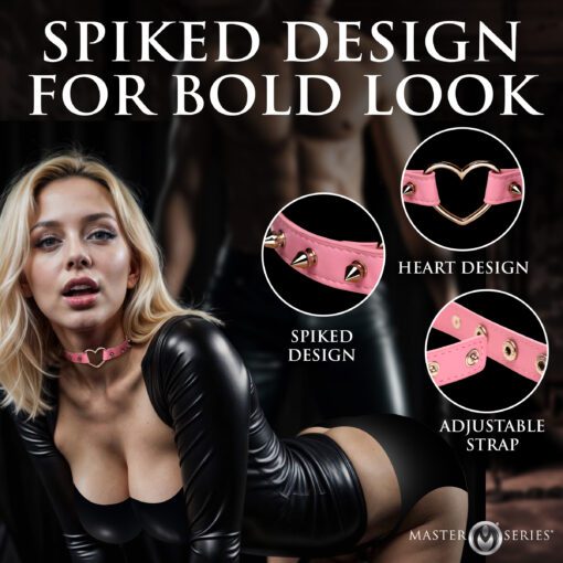 Spiked Heart Choker - Pink - Image 4