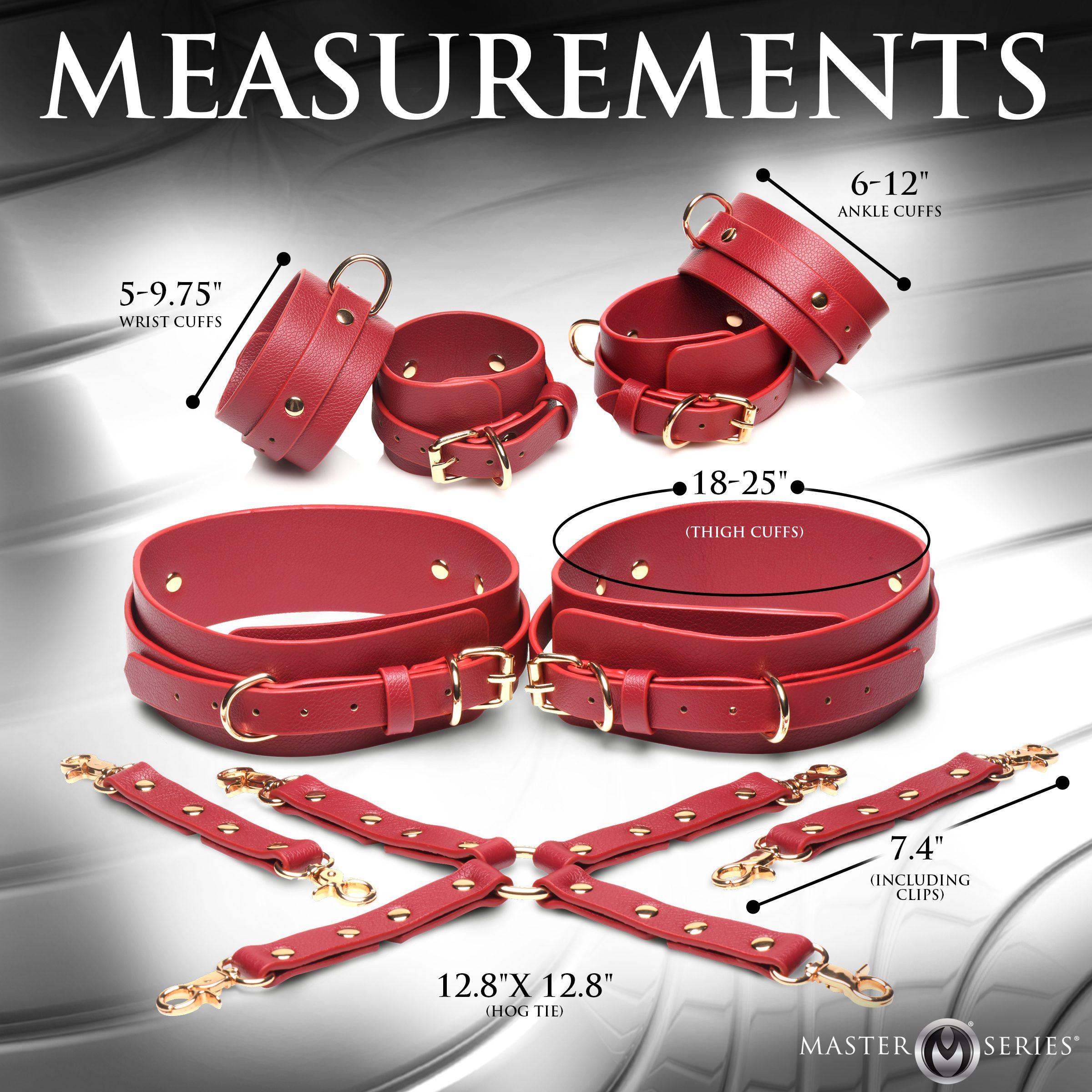 Crimson Captive Thigh, Wrist and Ankle Hog Tie Restraints - Image 6