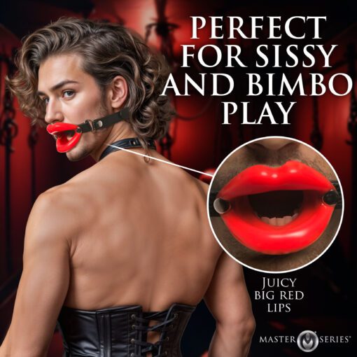Juicy Lips Silicone Open Mouth Gag - Red - Image 4