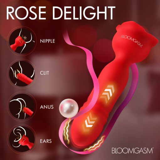 Rose Delight Silicone Thrusting Vibrator - Image 3