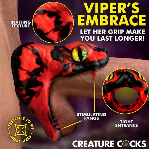 Master Cobra Silicone Cock Ring - Red - Image 2