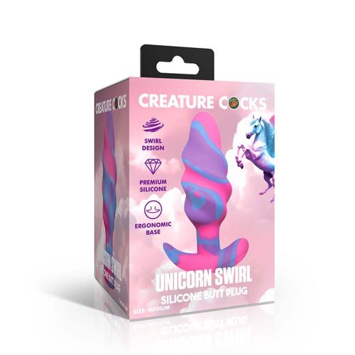 Unicorn Swirl Silicone Butt Plug - Large - Image 5