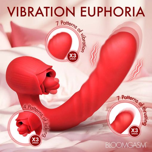 Boom Bloom Thrusting & Licking Rose Vibrator - Image 2