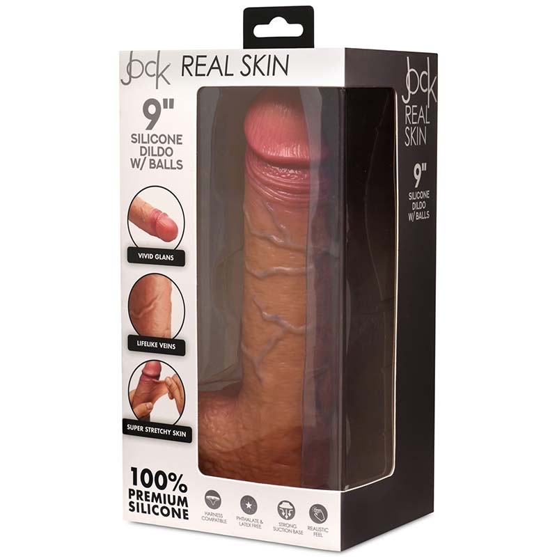 9 Inch Real Skin Silicone Dildo with Balls - Medium - Image 8