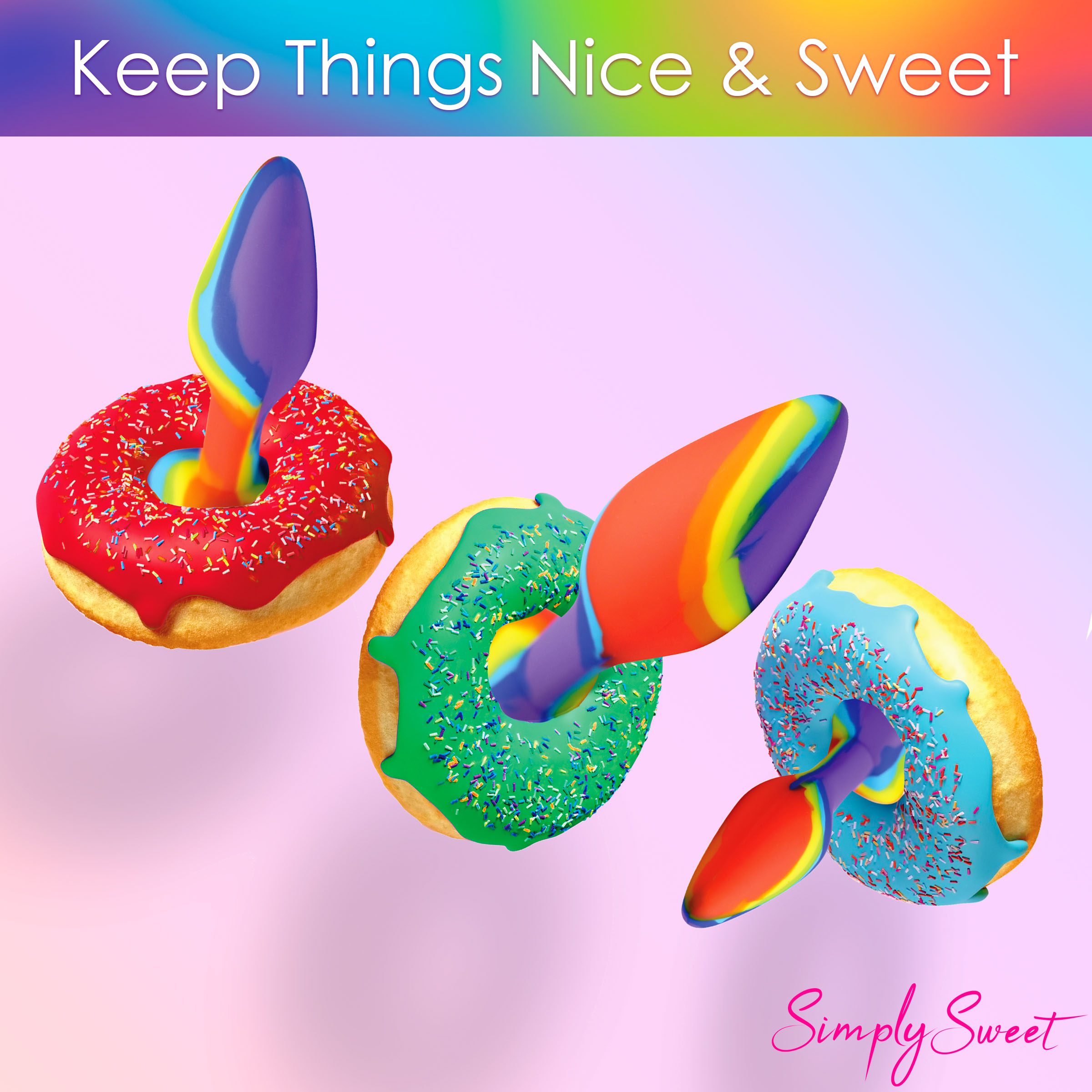 3 Piece Rainbow  Silicone Butt Plug Set - Image 3