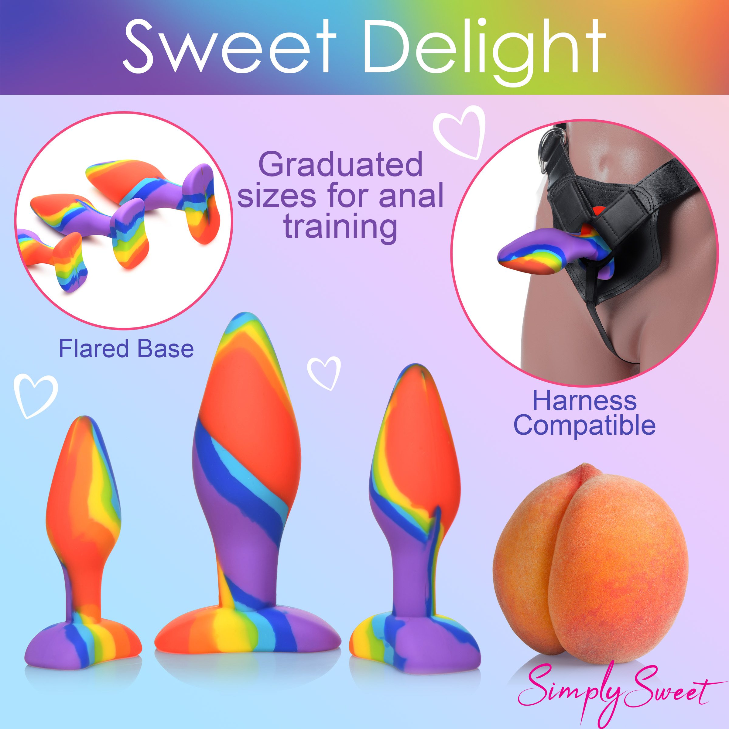 3 Piece Rainbow  Silicone Butt Plug Set - Image 6
