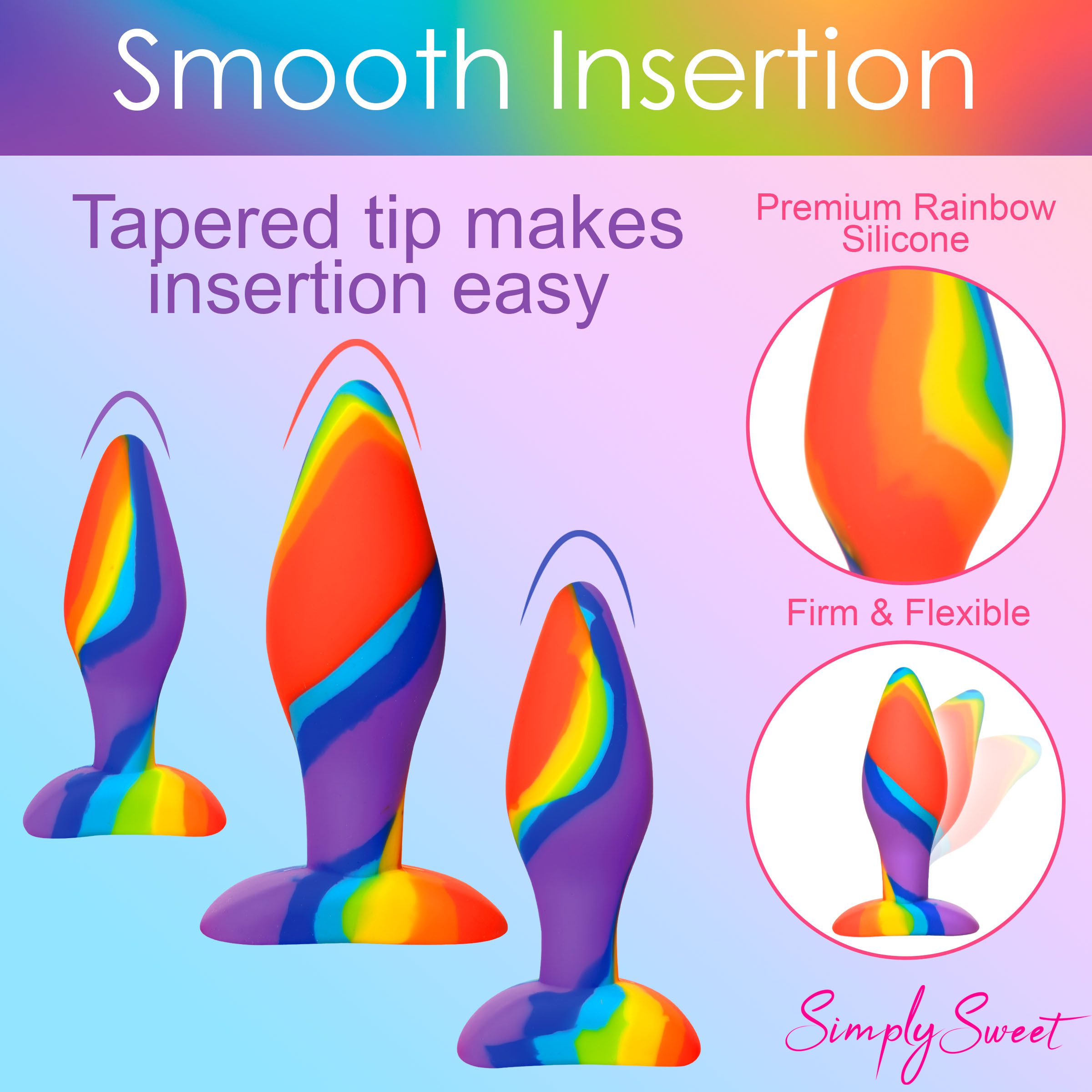 3 Piece Rainbow  Silicone Butt Plug Set - Image 7