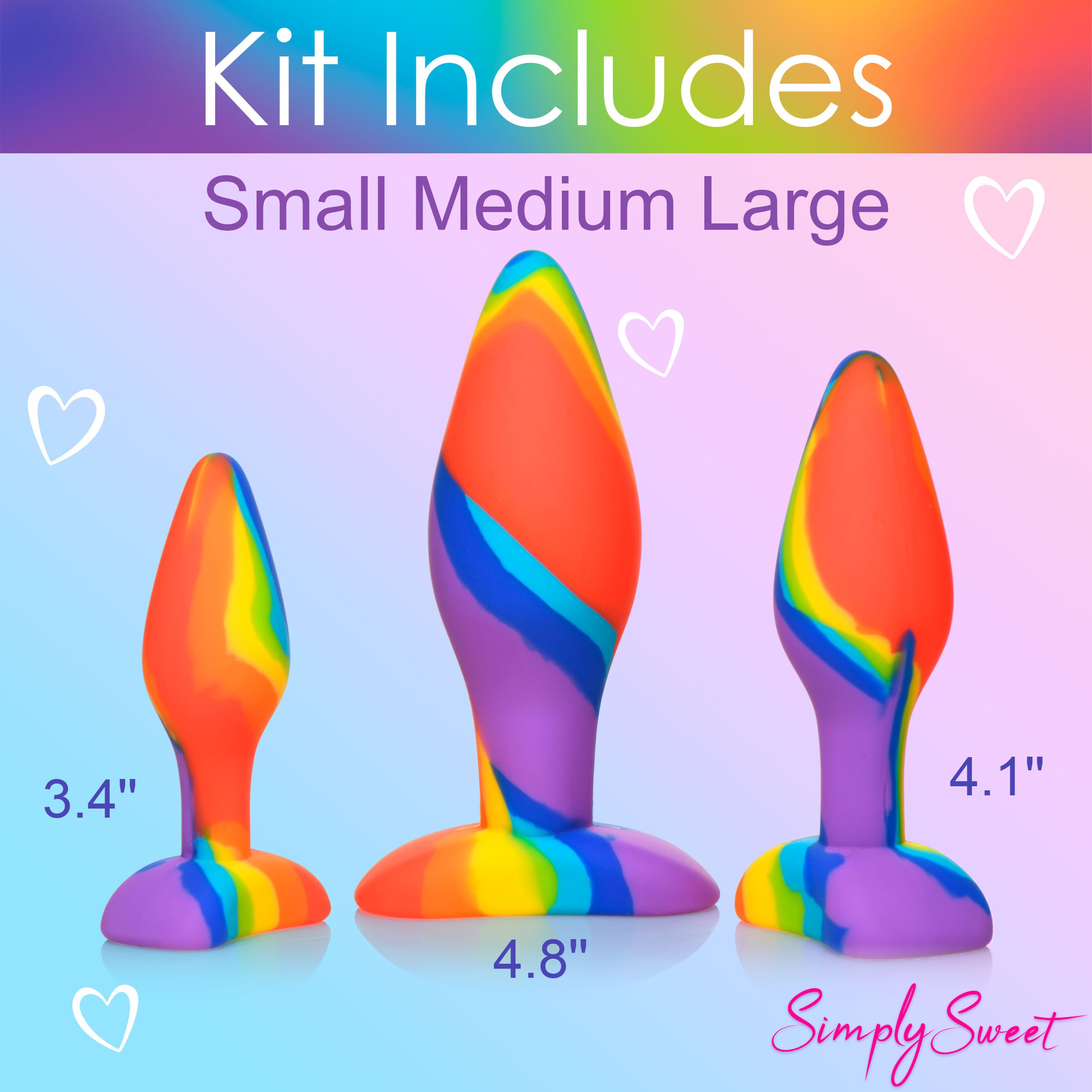 3 Piece Rainbow  Silicone Butt Plug Set - Image 8