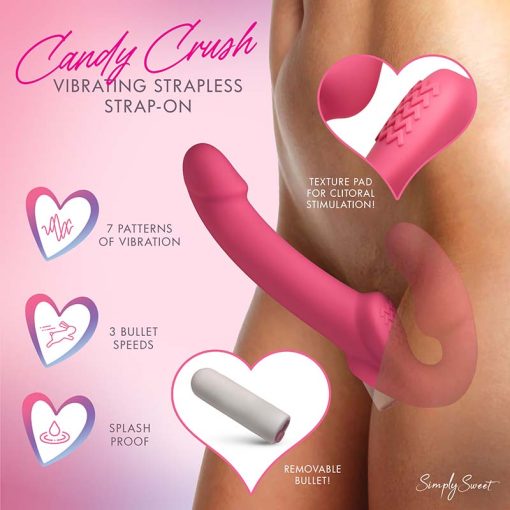 Candy Crush - Pink Vibrating Strapless Strap-On - Image 2