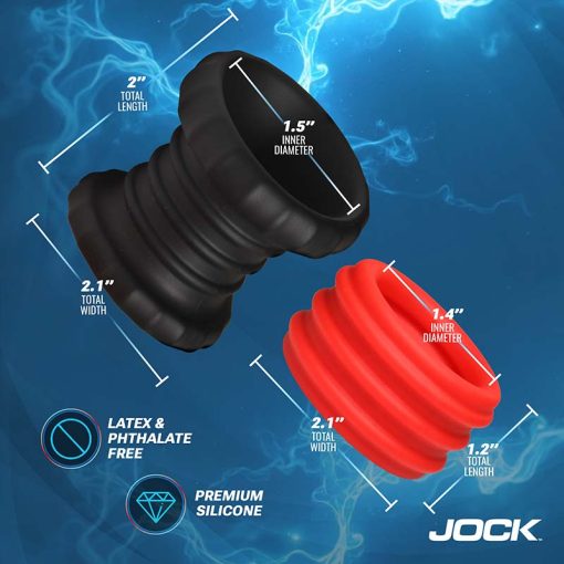 2-in-1 Silicone Cock Ring - Red - Image 5