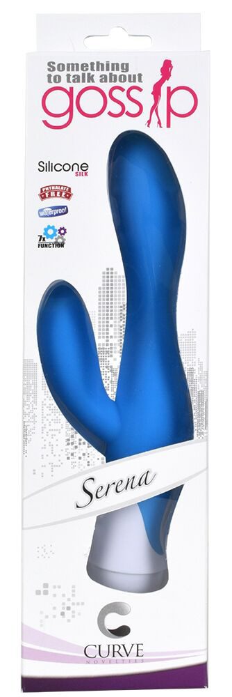 Serena 7 Speed Silicone Rabbit Vibe- Blue - Image 3