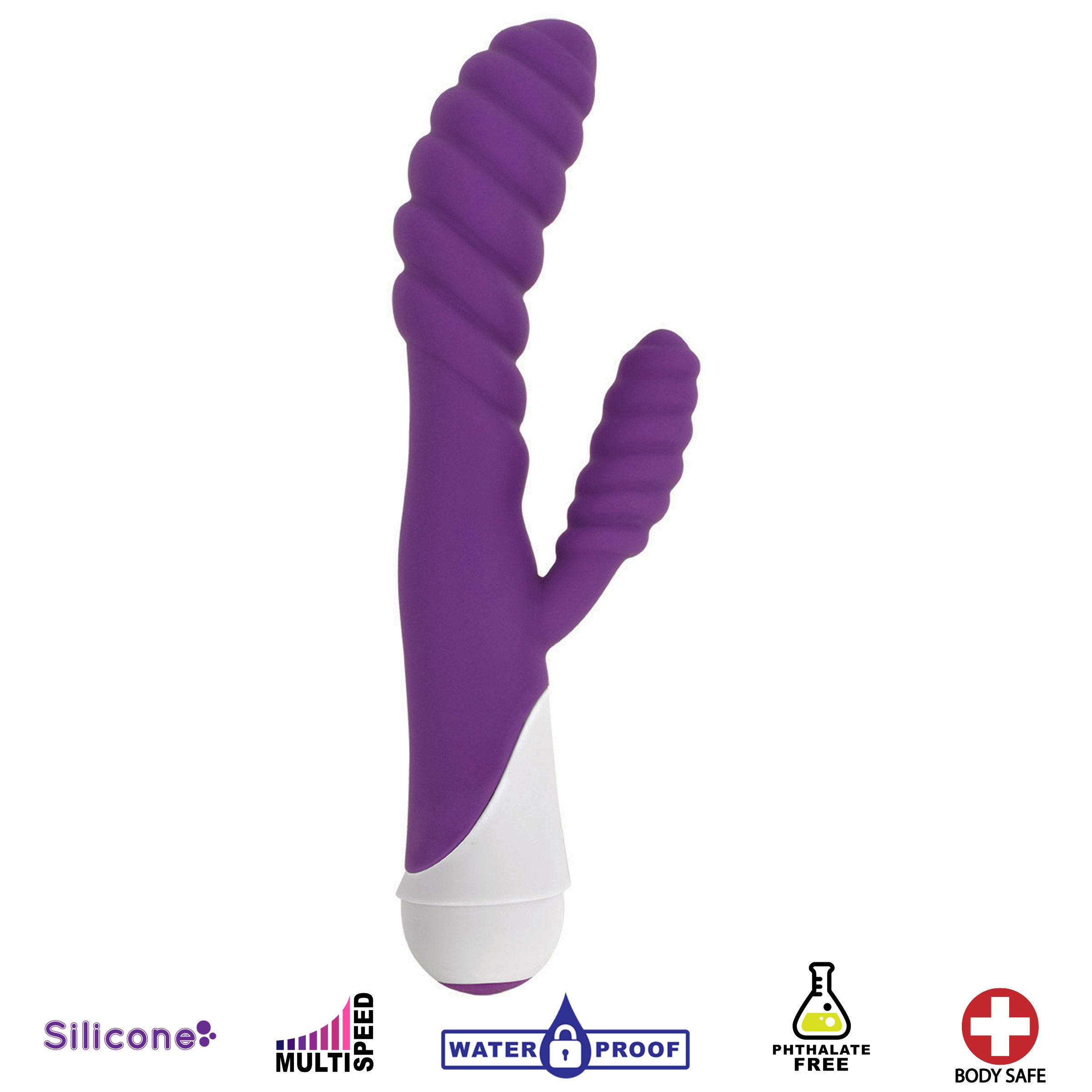Diana 20x Rippled Silicone Rabbit Vibe- Purple - Image 2