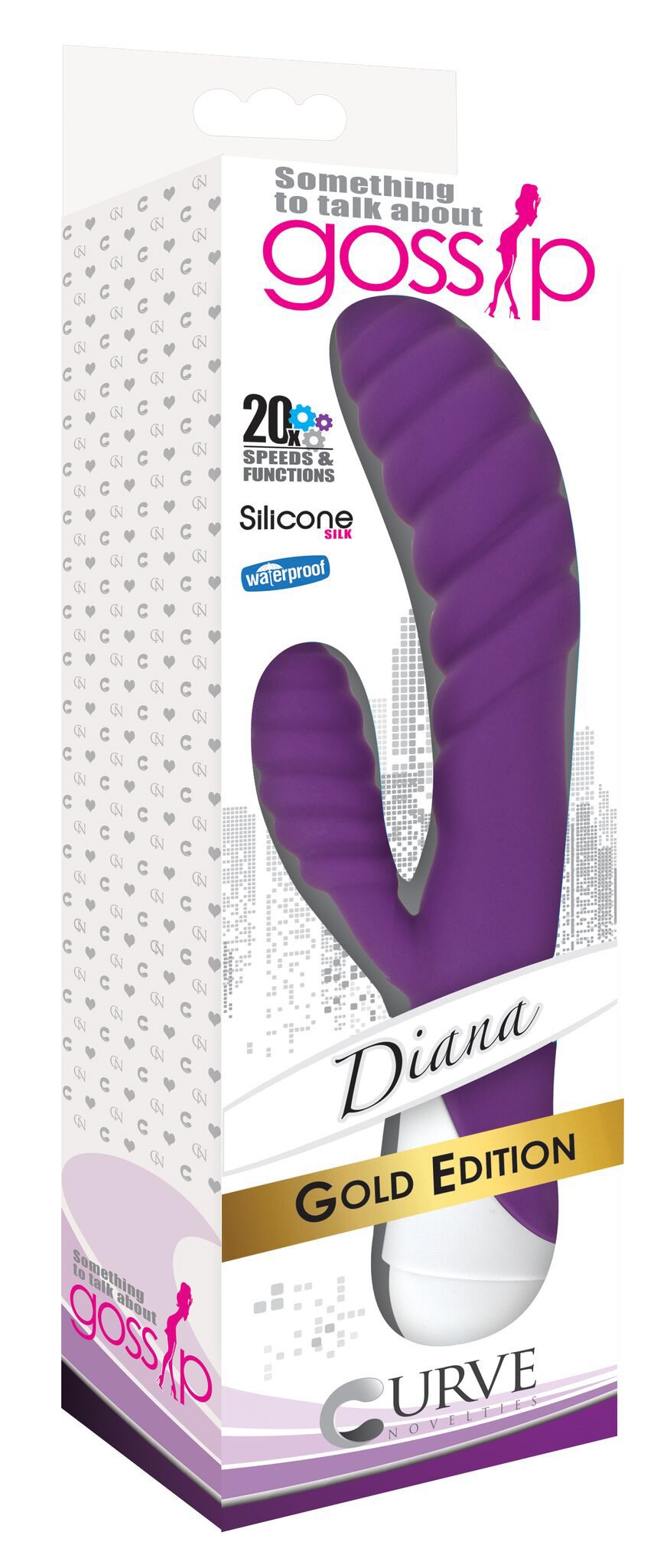 Diana 20x Rippled Silicone Rabbit Vibe- Purple - Image 3