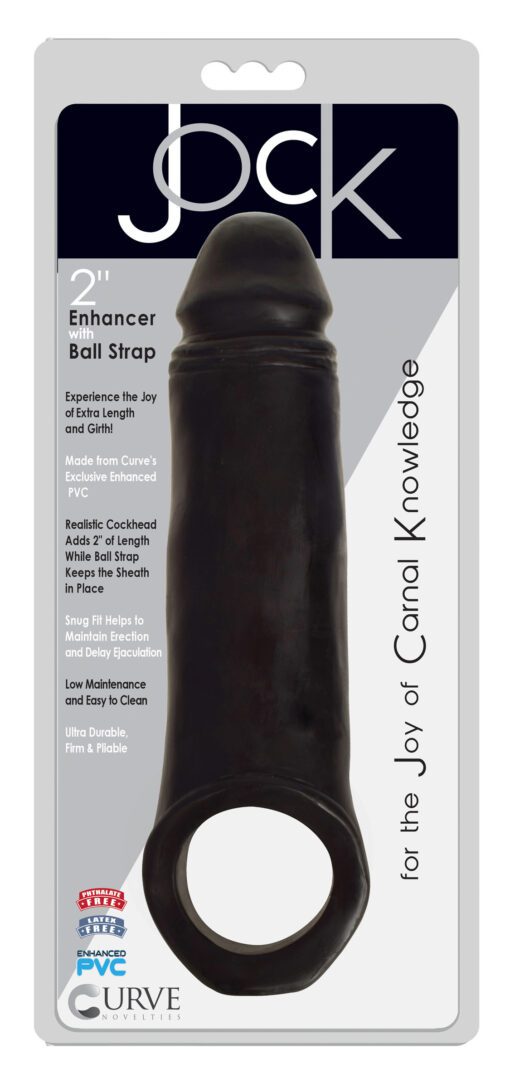 2 Inch Penis Enhancer with Ball Strap - Black - Image 3