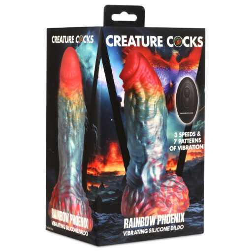 Rainbow Phoenix Vibrating Silicone Dildo with Remote - Image 9