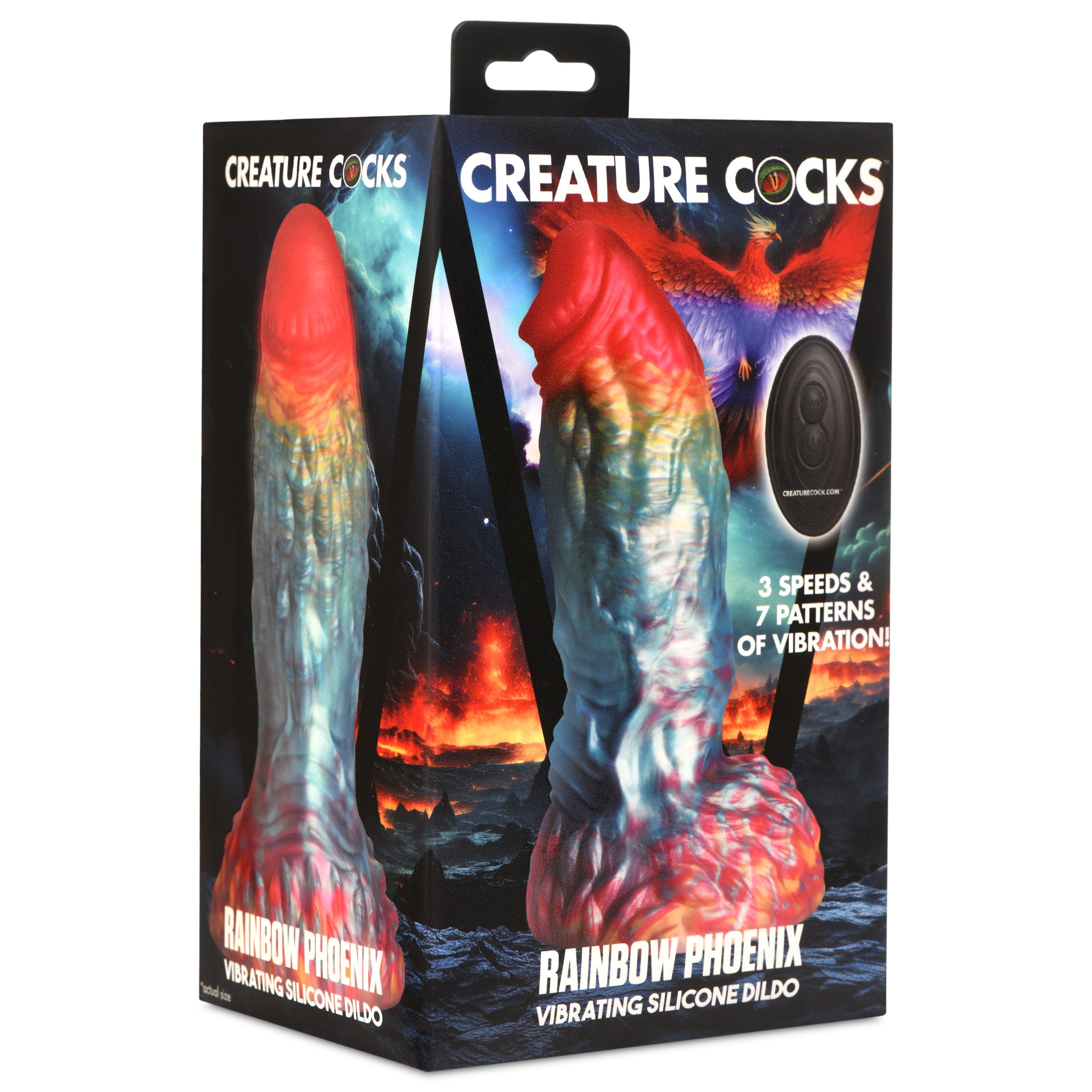 Rainbow Phoenix Vibrating Silicone Dildo with Remote - Image 9