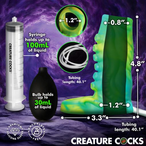 Tentacle Squirting Silicone Penis Enhancer - Green - Image 4