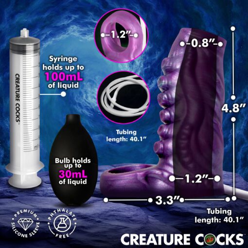 Tentacle Squirting Silicone Penis Enhancer - Purple - Image 4