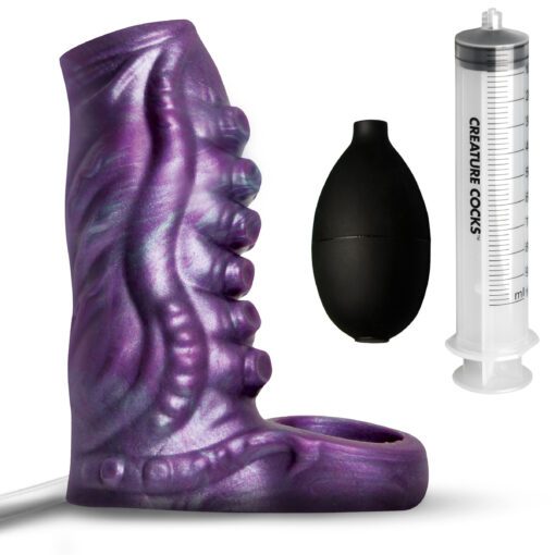 Tentacle Squirting Silicone Penis Enhancer - Purple - Image 5