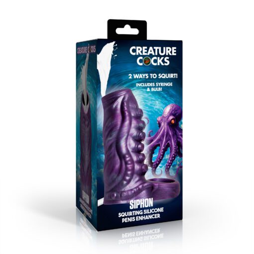 Tentacle Squirting Silicone Penis Enhancer - Purple - Image 6
