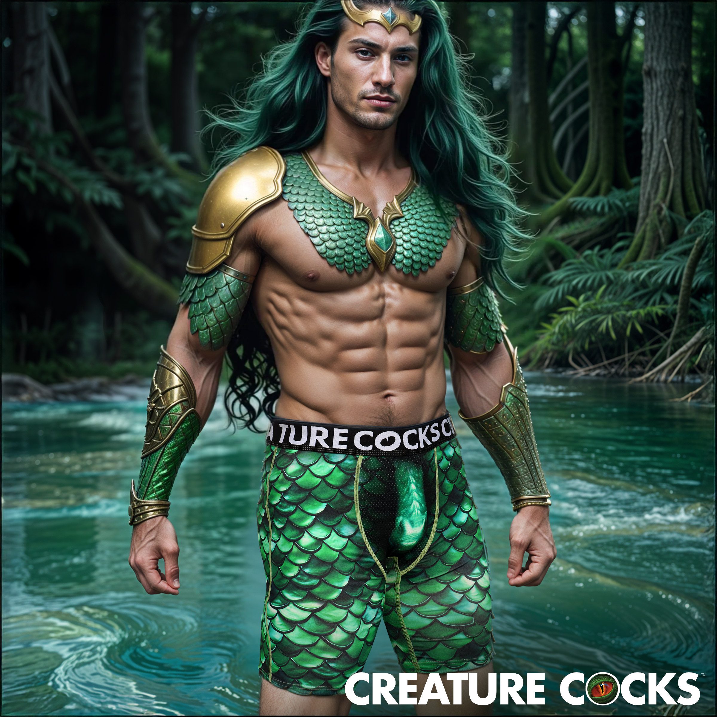 Creature Wear Cockness Monster Lake Creature Boxer Shorts - Small - Image 2